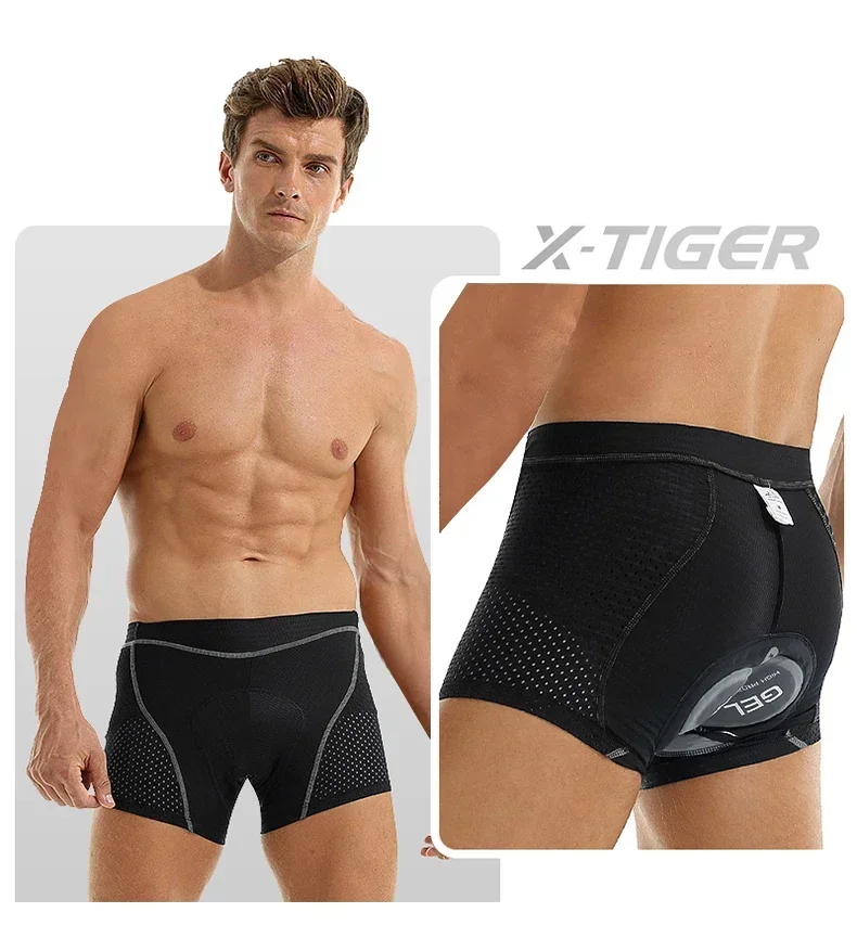 X-TIGER Fahrradshorts mit 5D-Gel-Pads, atmungsaktive Mesh-Radunterwäsche, stoßfeste MTB-Boxer-Bike-Shorts – Detail 4