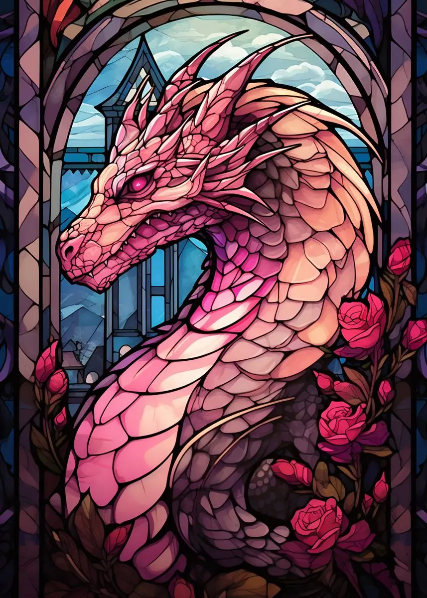 thumbnail image 1 of Pintura en lienzo de vidrieras de dragones de anime, carteles e impresiones de arte pop de dragones coloridos abstractos, arte de pared, decoración del hogar, cuadros, 1 of 5