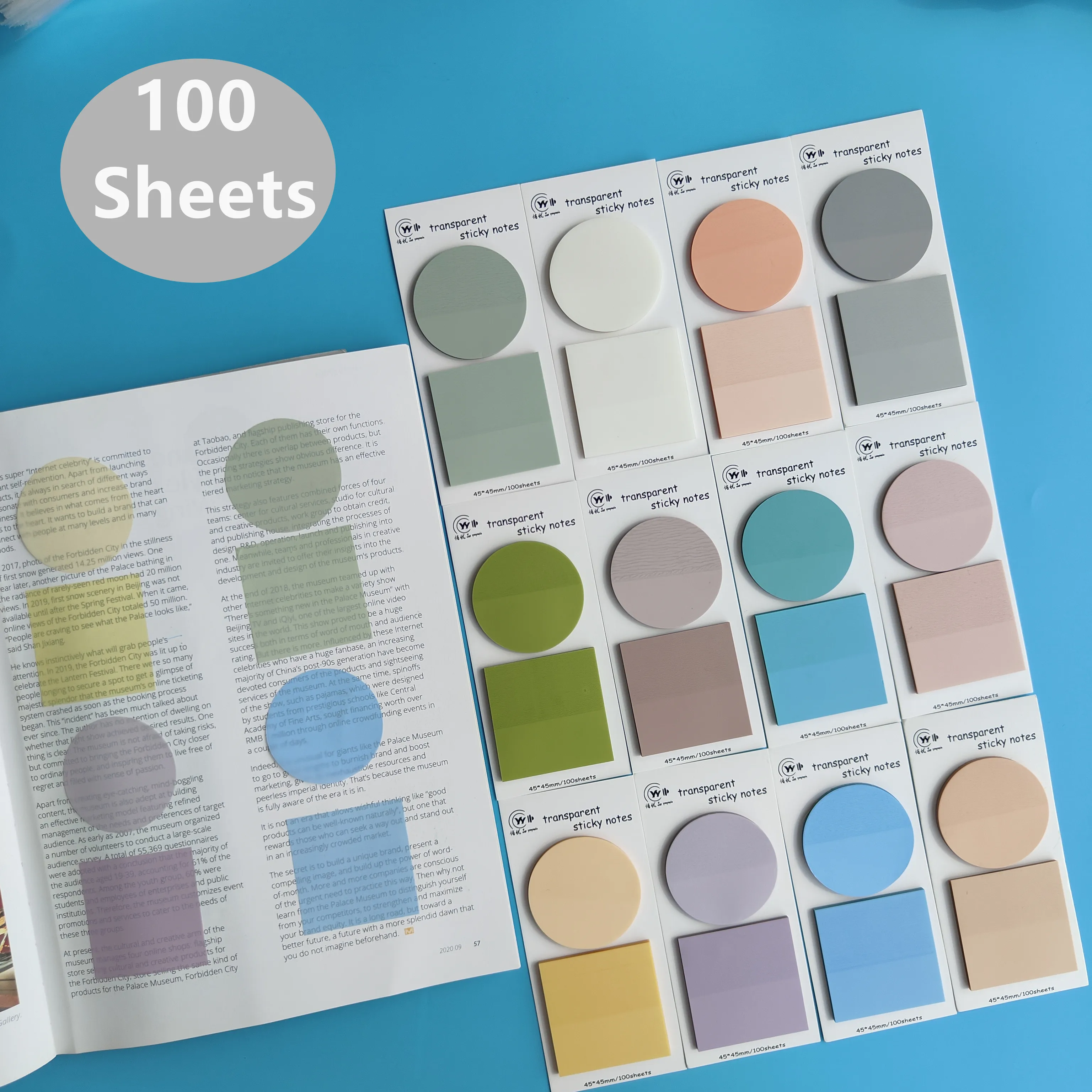 100 Sheets Posted It Transparent Sticky Notes Self-Adhesive Annotation Books Notepad Bookmarks Memo Pad Index Tabs Stationery 300 sheets posted it transparentes self adhesive sticky notes annotation reading books index bookmarks tabs stationery kawaii