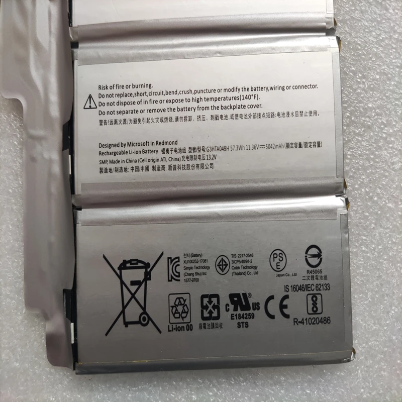 Bateria para Microsoft Surface Livro G3hta050h G3hta064h G3hta065h G3hta049h G3hta065h 1835 1908 1909 M1069232001 Slk-00015 Skw-00015 - Imagem 6