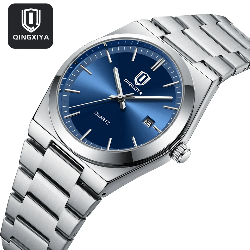 QINGXIYA New Classic Fashion Men's Watches Fine Steel Original Quartz Watch for Man Luminous Date Waterproof Wristwatch Male 2