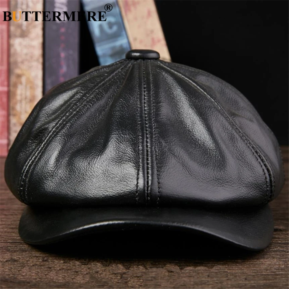 帽子 SIBRO BRAND / leather newsboy cap BUTTERMERE Genuine Leather Newsboy Cap Men Real Leather