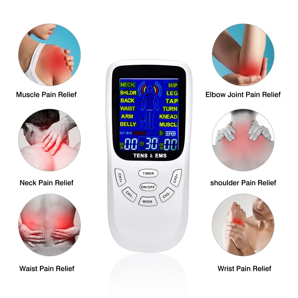 Electric Tens Muscle Stimulator 12-Mode EMS Acupuncture Face Body Massager Digital Therapy Herald Massage Body Electrostimulator