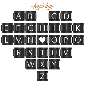 Hapiship Top New Original Daisy Black 26 Letters A-Z Italian Charm Fit 9mm Bracelet Stainless Steel Jewelry DIY Making DJ320 1