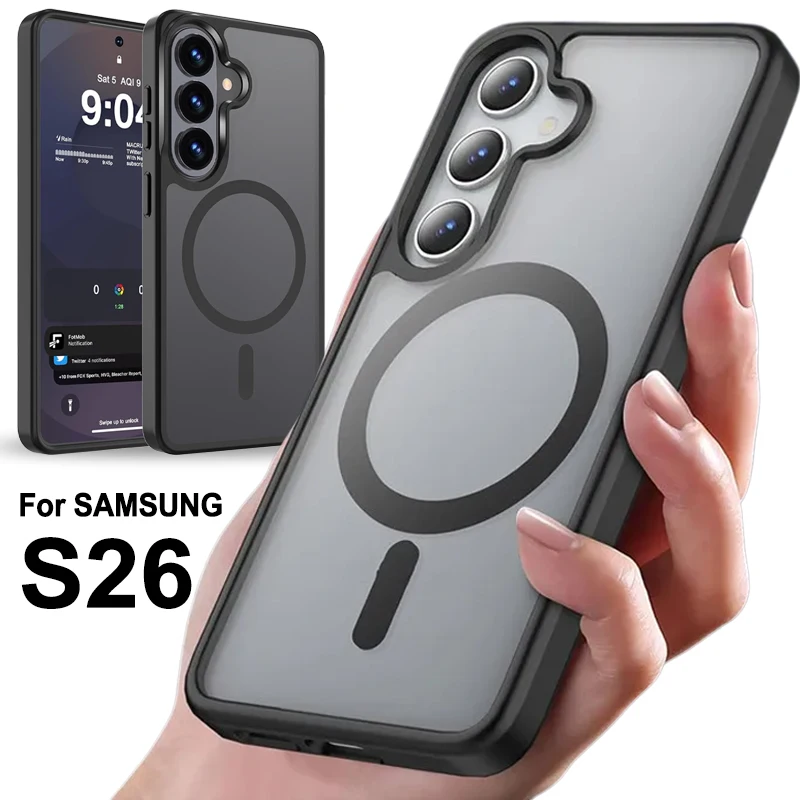 Magnetic Matte Black Shockproof Phone Case with Magsafe Wireless Charging Compatibility