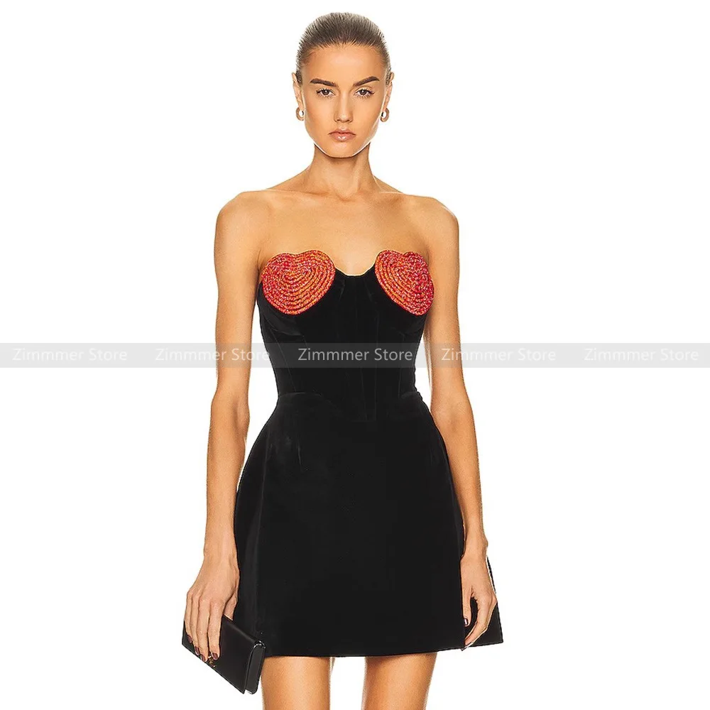 

Europe and the United States niche A word velvet dress waist thin sweet spicy retro wrap bust bustier skirt