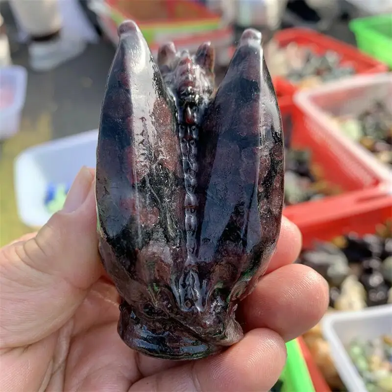 Natural Garnet Dragon Carving Statues Stones Healing Fengshui Home Decoration Accessories 1PCS 3