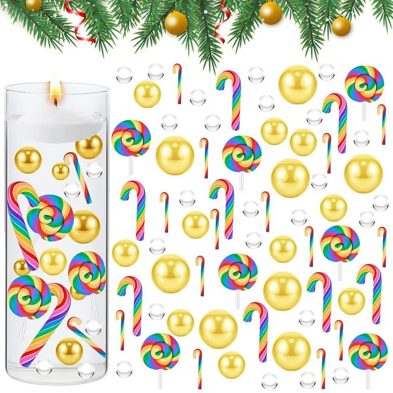 

Рождественские бусины из жемчуга-тростника, Рождественский наполнитель, плавающий искусственный жемчуг для домашнего стола, семейный Рождественский праздничный Декор