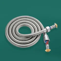 Enhanced Stainless Steel Flexible Shower Hose - Explosion - Proof, Durable, Large Flow Extension - 3M (Silver shower hose)