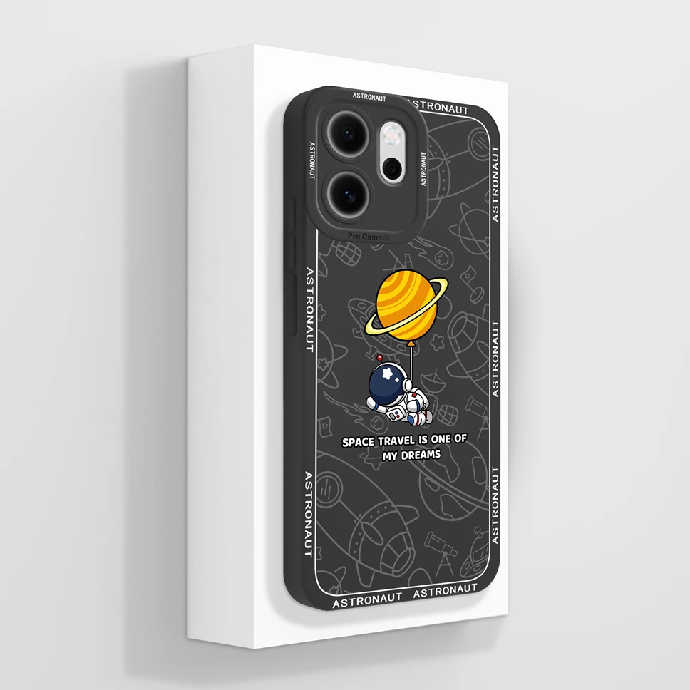 Lovely Astronaut Cartoon High-Quality Phone Case with Camera Protection and Soft Bumper