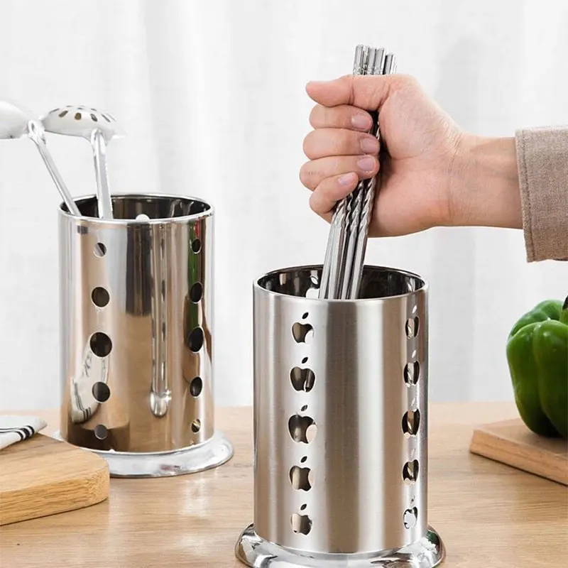 Kitchen Cutlery Organizer Stainless Steel Chopstick Storage Rack Shelf Basket Knife Fork Spoon Tableware Organizer Kitchen Cutlery Drain Holder Container