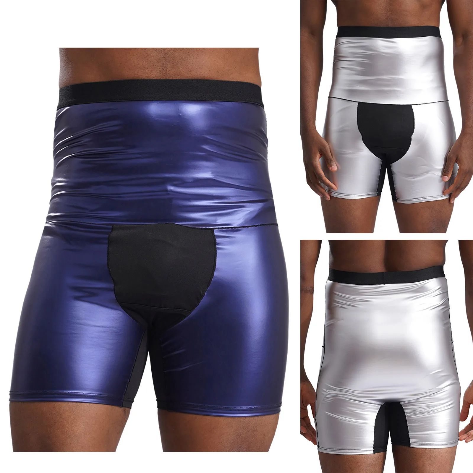 Men High Waist Sauna Short Pants Workout Compression Sweat Shorts Running Shorts Tummy Control Shapewear