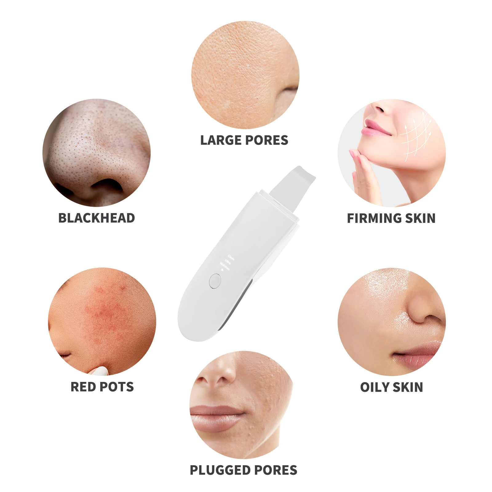 1Remove Blackheads Reduce Wrinkles And Improve Skin Firmness 24kHz High-Frequency Ultrasound Vibration Can Deeply Clean Pores