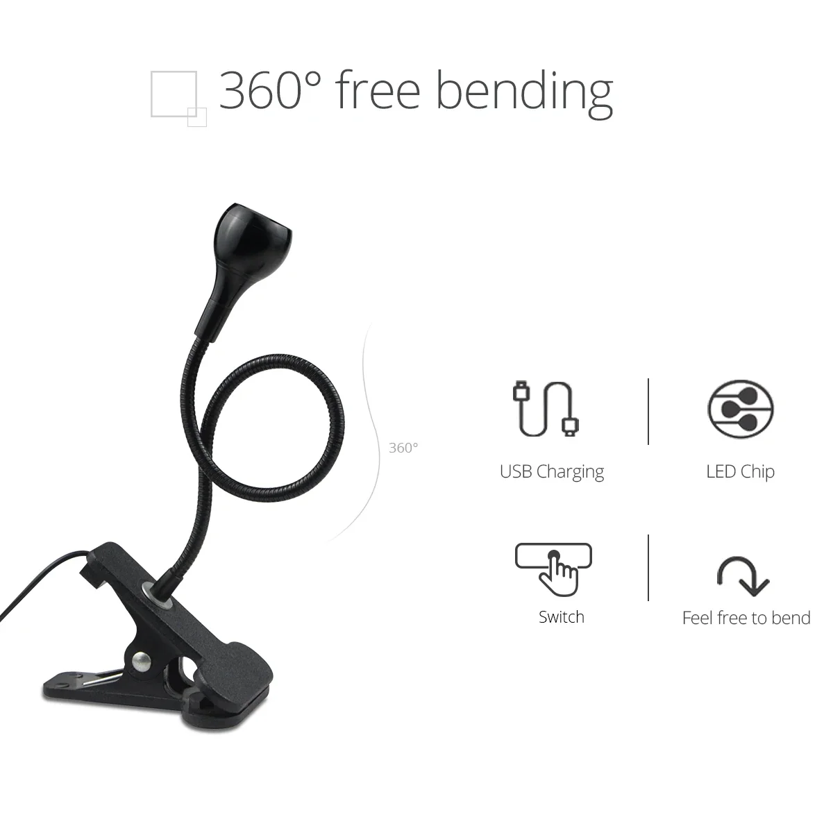 USB-Powered LED Bedside Lamp with Flexible Gooseneck and Eye-Friendly Illumination
