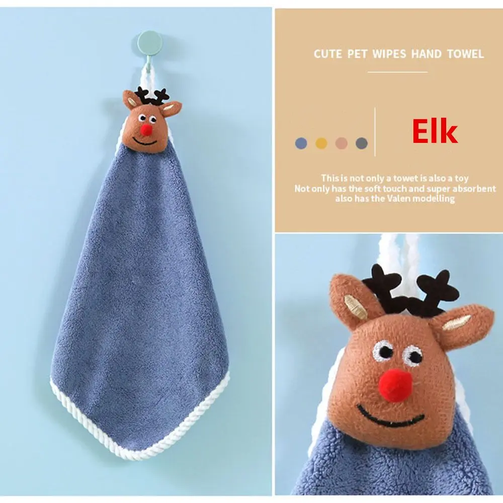 Microfiber towel cotton towel hand towel microfiber hand towel bamboo hand towel Kids Christmas Style Hand Towel Cartoon Elk Snowman Santa Claus Xmas Tree Velvet Towel Bathroom Hanging Adsorption Cloth
