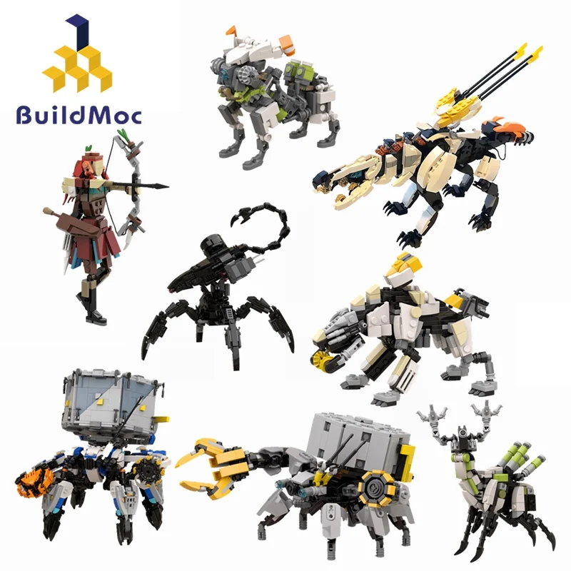 

Buildmoc Horizoned Robot Zeroes Dawned Sentryed Scroungers Game Action Figures Building Blocks Toys for Children Kids Gifts