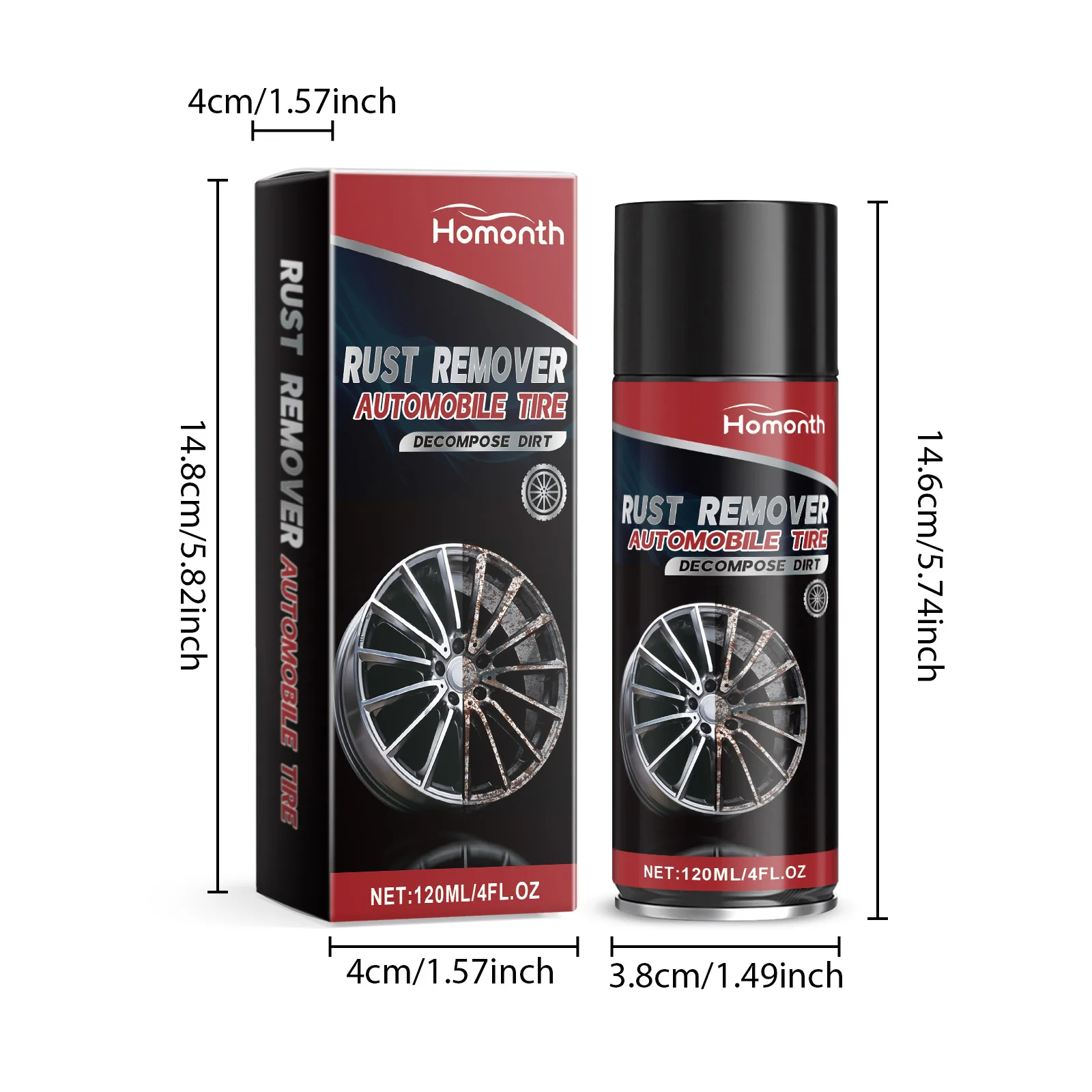 Car Tire Rust Remover Cleaner-Heavy Duty Degreaser For Wheel Rim Restoration, Fast Acting Brake Dust & Corrosion Removal