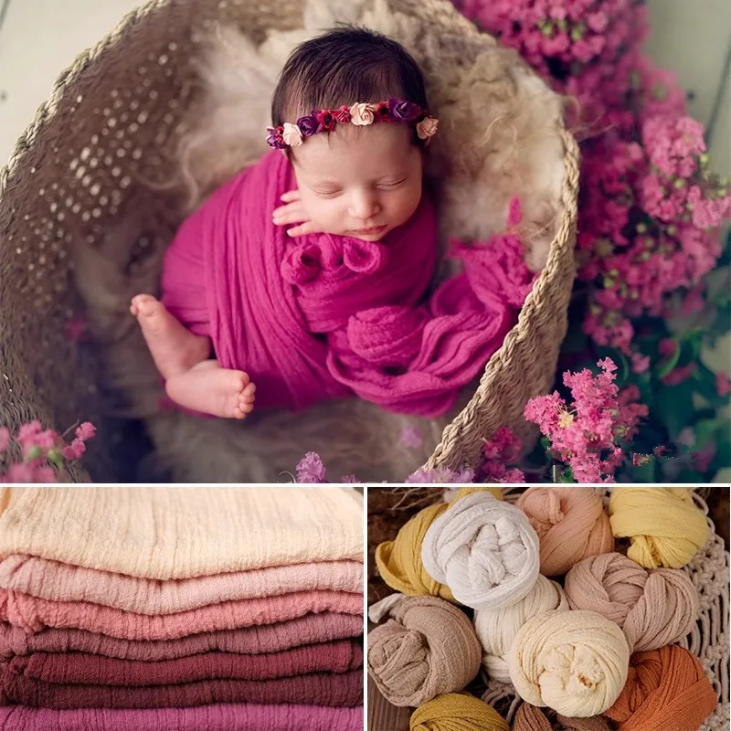 Newborn Photography Props Wrap Baby Blanket Soft Stretchable Cotton Swaddling Photography Backdrop Babies Accessories 2