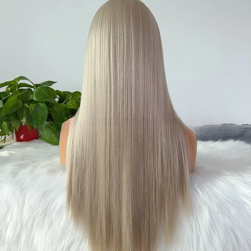 Ash Blonde Lace Front Wig for Women 13*4 Lace Frontal 26inch Long Striaght Hair Wig 180% Density Synthetic Lace Wigs  Daily Use