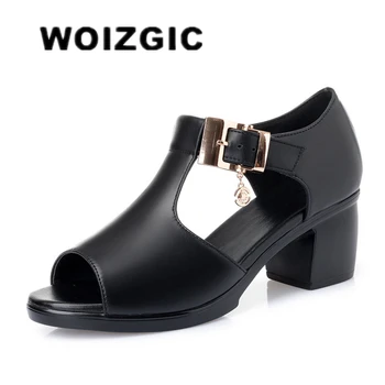 WOIZGIC Donna Donna Madre Sandali in PU femminile Piattaforma Estate Fresco Spiaggia Tacco alto Peep-toe Casual Esterno Bling Duckle Strap 1