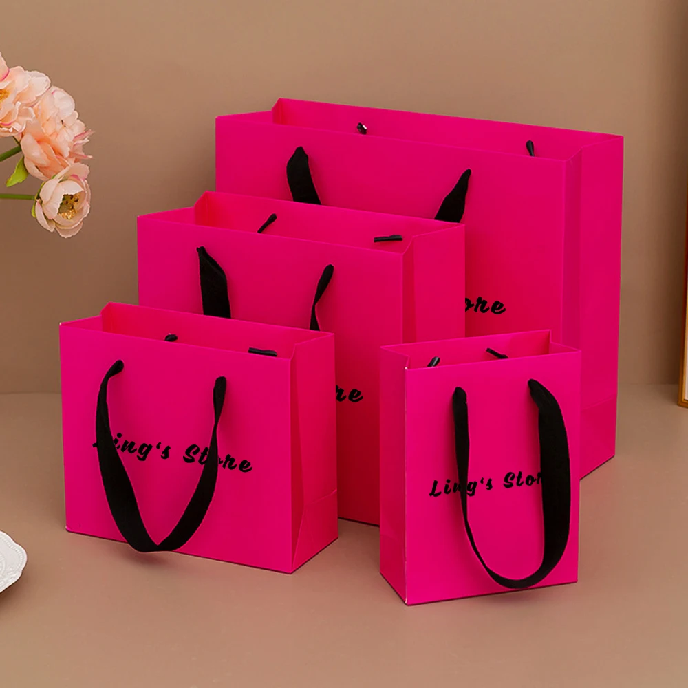 24/50/100 Stück Individuell Bedruckte Pitay Schmuck Geschenktüten mit Griff, Rosenpapier Einkaufstaschen, Boutique Kleine Geschäfts- und Reisetaschen – Detail 2
