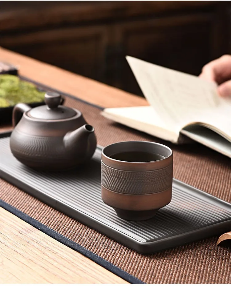 Retro carving Teacups High-end Ceramic Tea Set Cups Purple Pottery Kung Fu Tea Cup Ceramics Teaware Cup for tea Small Teacup