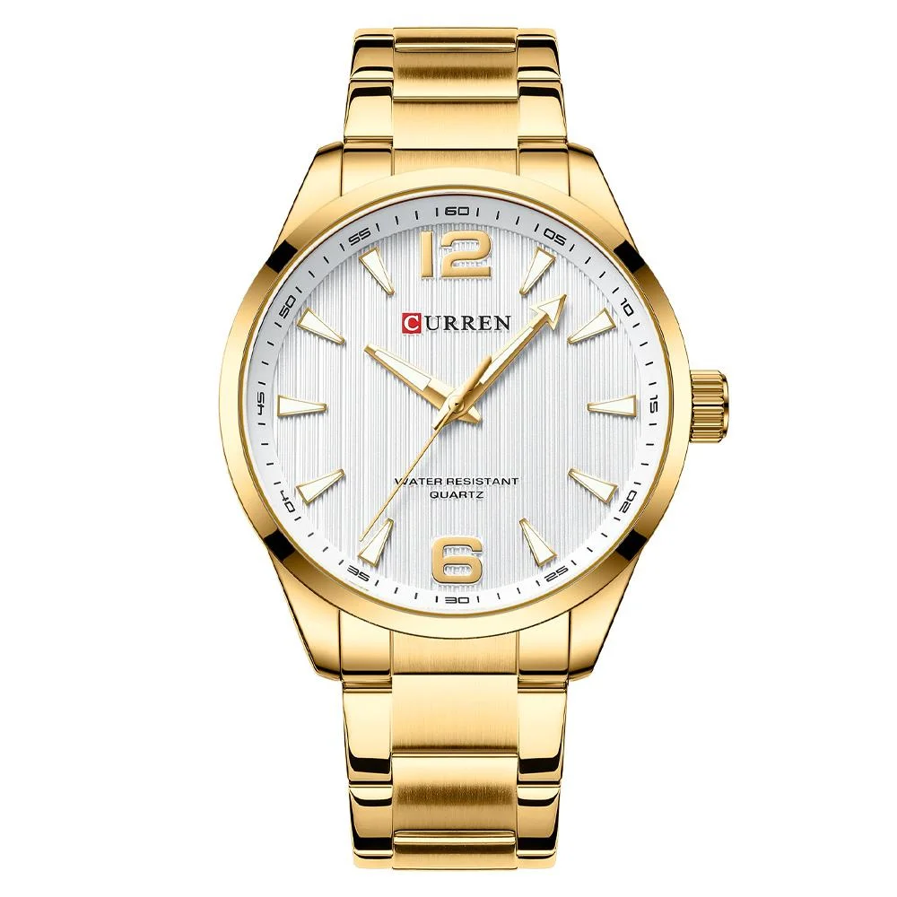 Quartz Watch Men's Stainless Steel Strap Watch Leisure Business Simple Quartz Glow Waterproof Watch Men's Reloj Hombre 8434