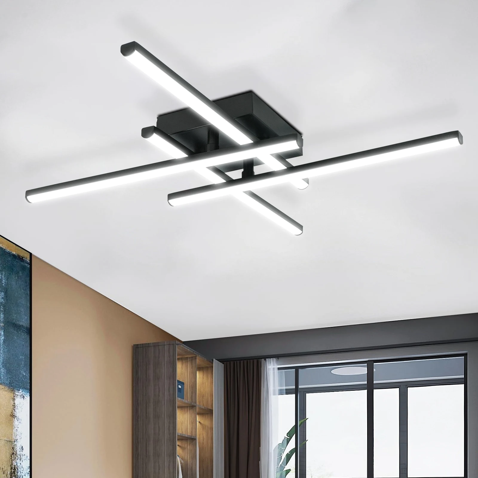 ใหม่โคมไฟเพดาน LED ที่ทันสมัยโคมไฟเพดานสีดำสำหรับห้องนั่งเล่นห้องนอนห้องทำงานไฟ LED สำหรับโคมไฟเพดานห้อง 1