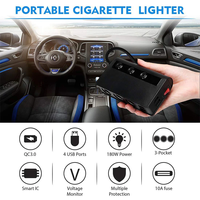 180W   й   3.0 ڵ   12V/24V 4 Ʈ USB   ȭ IPad, ð ø ð й