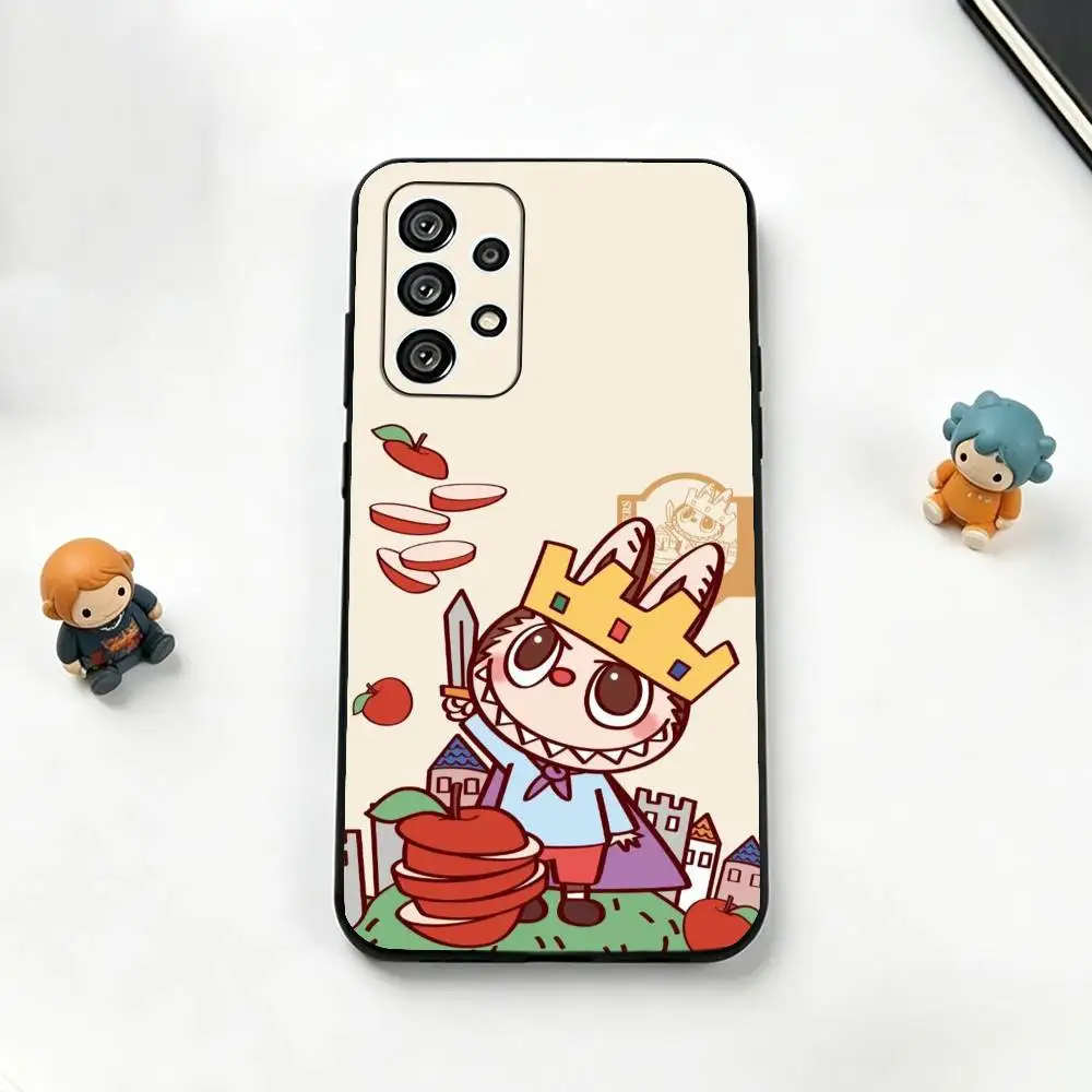 Stylish Cute L-Labubu Black Silicone Phone Case