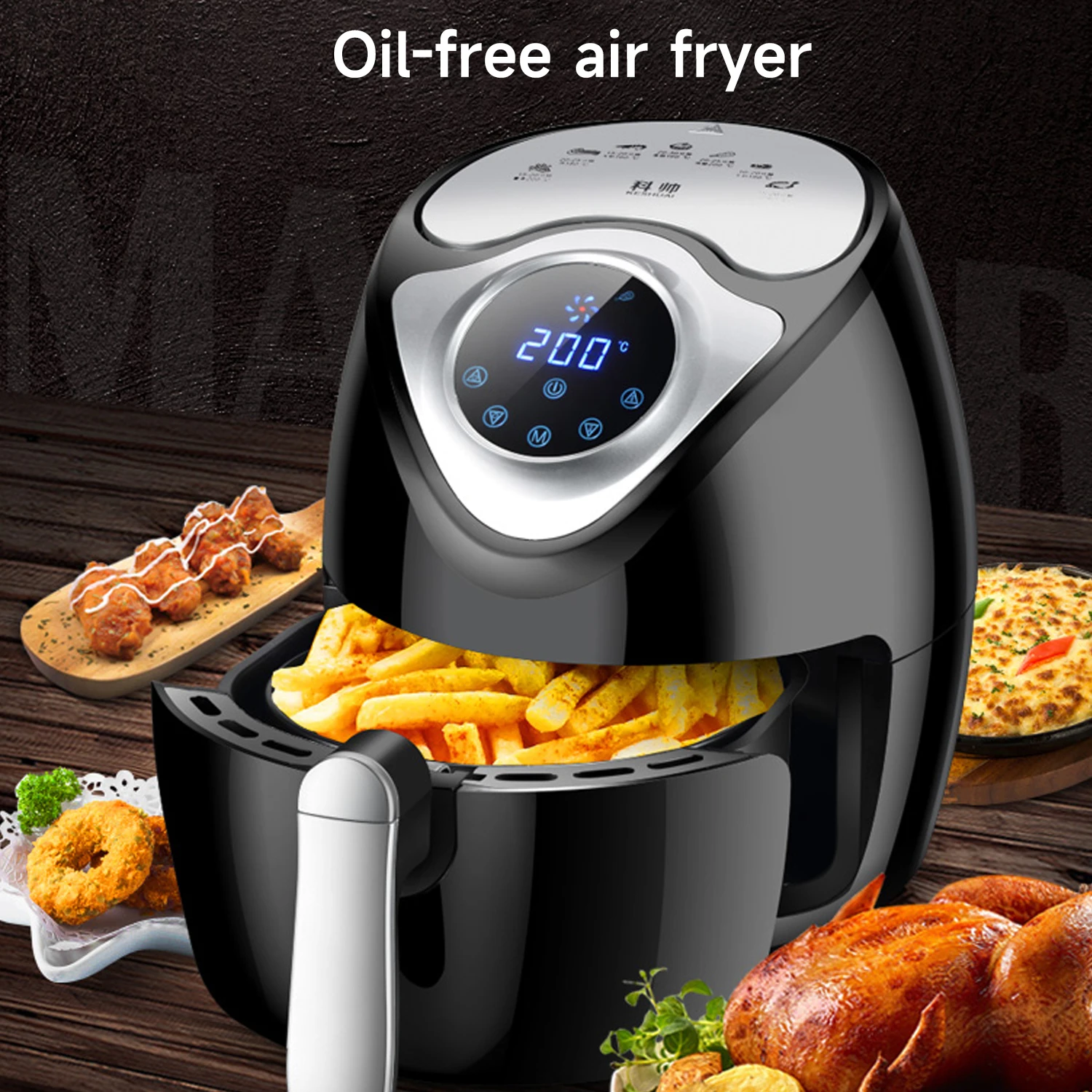 5.5L Smart Electric Air Fryer 360&deg;Baking Convection Oven Deep Fryer without Oil Auto Power Off Easy Cleaning Kitchen Appliance