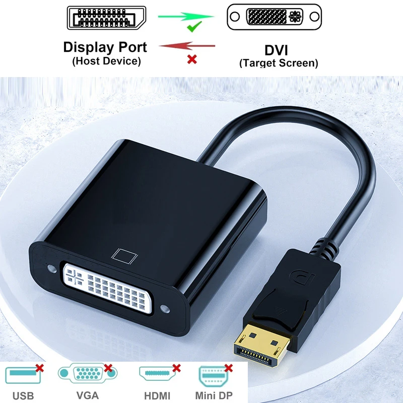 Premium 1.8M DisplayPort to DVI Cable Adapter for Monitors and Projectors