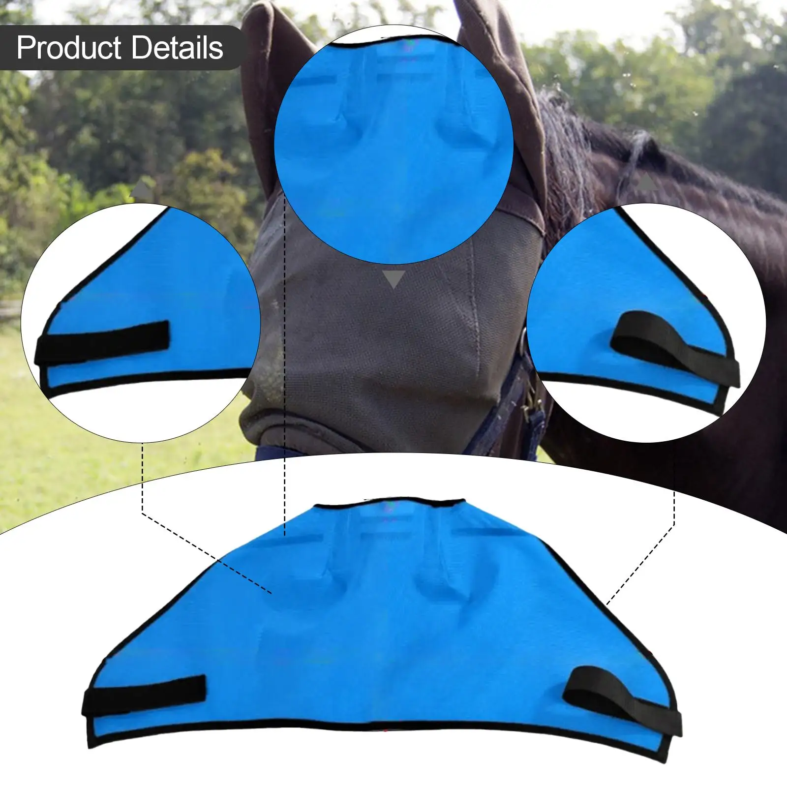 Horse Fly Mask without Ears Fly Veil Breathable Outdoor Equine Reusable