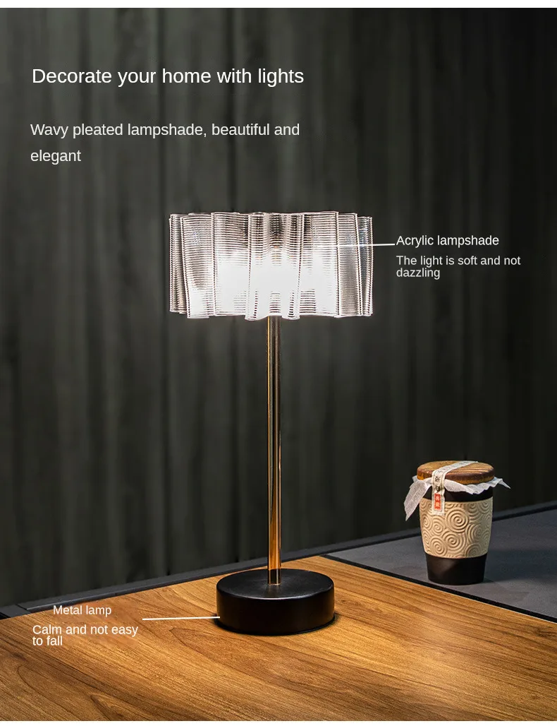 LED Crystal Table Lamp Touch Remote Control Acrylic Romantic Bar Atmosphere Lamp Rechargeable Night Light