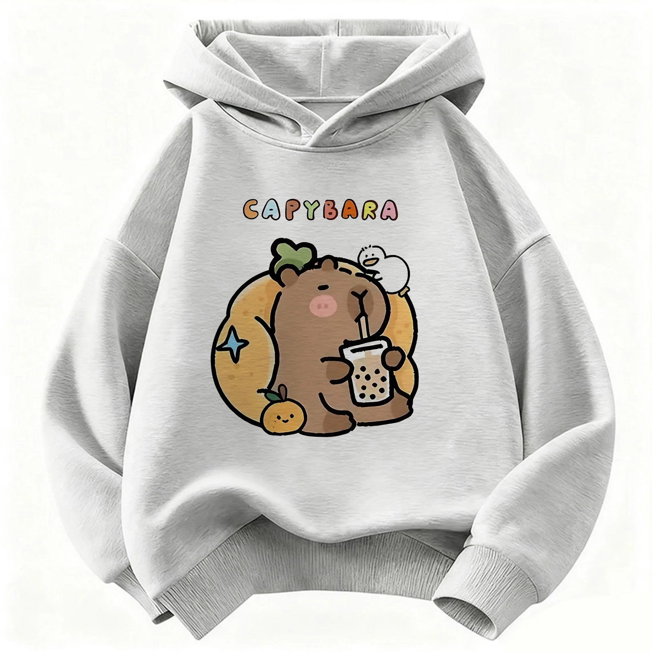 Capybara Juice Lover Children's Cute Harajuku Hoodie - Spring Casual Sweatshirt