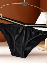  Sexy Seamless Low-Waist Women Ice Silk Panties Splicing Hollow Out Panties Cotton Thong Hollow Breathable Solid Sports Panties 