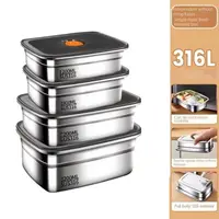 Boîte à déjeuner de Camping en acier inoxydable, boîte à Bento scellée anti-fuite pour micro-ondes, boîte de rangement adaptée au réfrigérateur et au congélateur de grande capacité 3