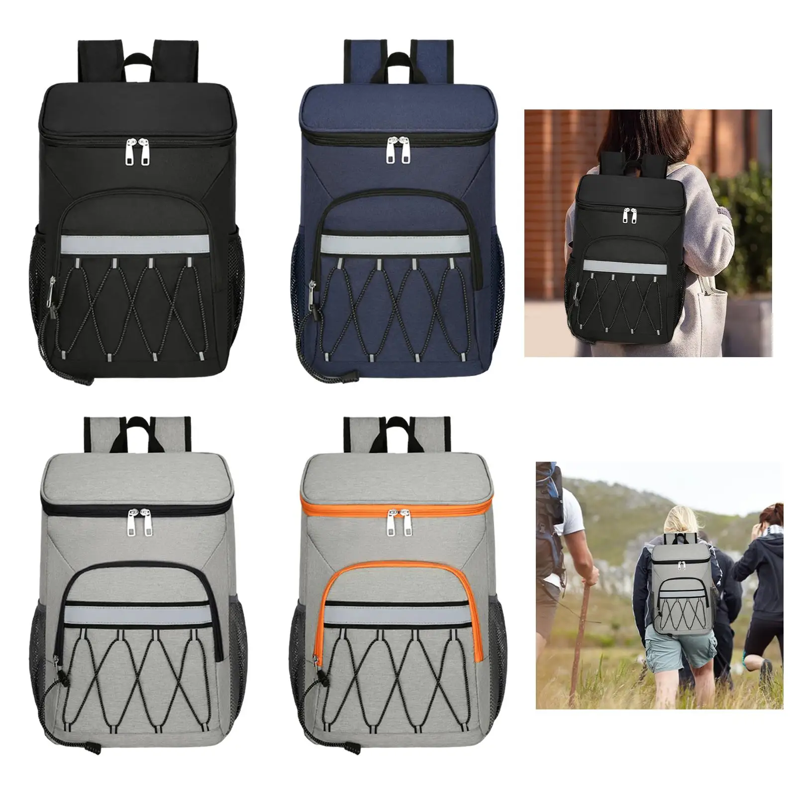 Insulated Cooler Backpack Beach Cooler Bags Daypack Zipper Multifunctional Thermal Bag Lunch Backpack for Fishing Work