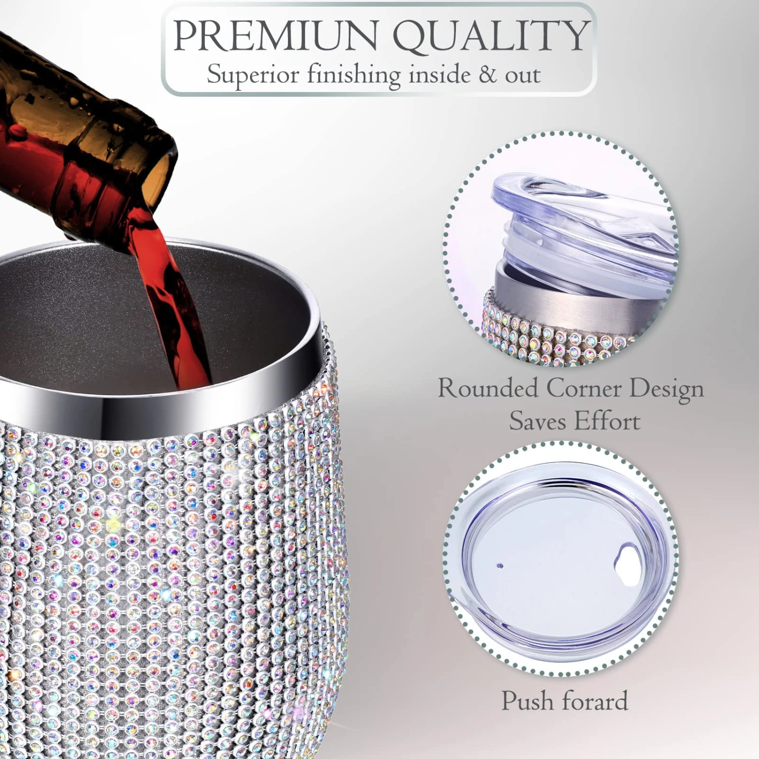 Tumbler Cup Beer Stainless Steel Cup 12oz Stainless Steel Wine With Sealed Lid Vacuum Thermo For Champagne Party