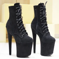 8"Heel 4"Platform Extreme Pole Dance Lace-Up FlannelAnkle Boots In Stock Three Colors Fast Shipping Size36-43 - Image 4
