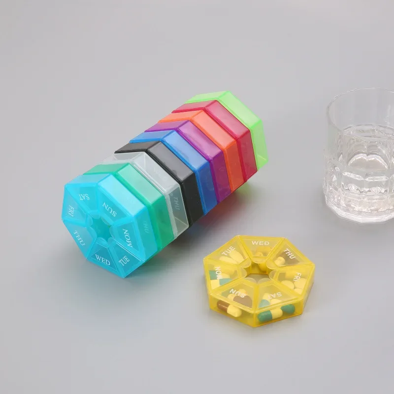 Pill Organizer Mini Small Portable Travel Vitamin Pill Box Pills Cases Container Organizer Storage Tablets 7 Days Grids Medicine Fish Oils