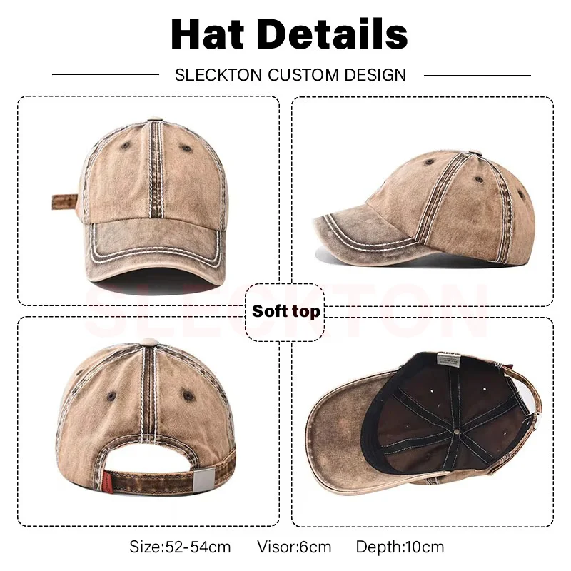 SLECKTON Kid Custom Logo Child Cowboy Baseball Cap Embroidery DIY Design Summer Breathable Hat Children Cap Unisex Wholesale 2