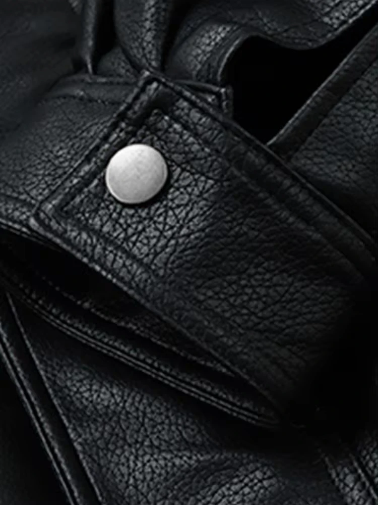 Mauroicardi Autumn Winter Waterproof Windproof Oversized Thickened Warm Black Faux Leather Jacket Men Zip Up Casual Cool Fashion 6