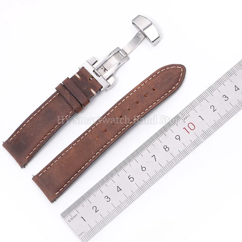 Premium Leather Cowhide Watch Strap with Quick Release and Butterfly Buckle