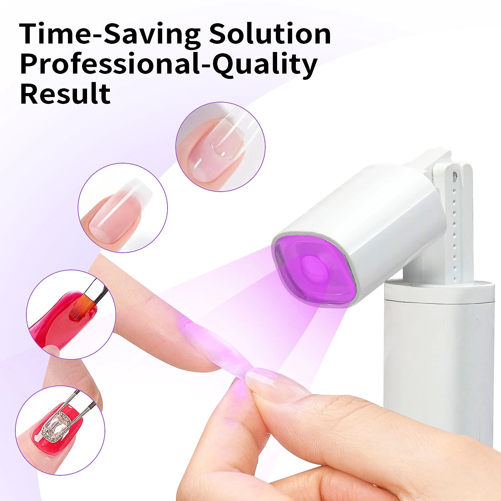 네일 라이트 홀더 2단 속도 타이머 UV 365nm LED 배터리 구동 휴대용 살롱 및 가정용 빠른 건조 젤 네일 드라이어