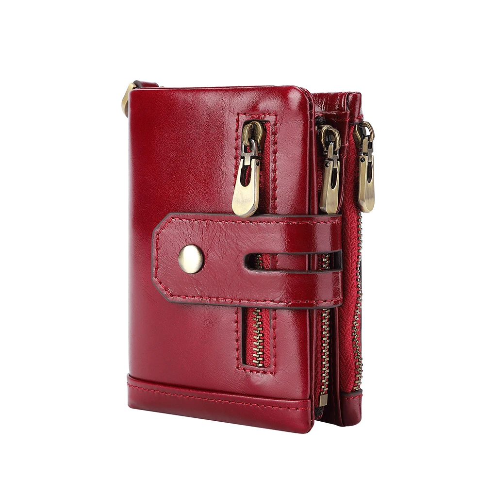

Men Wallet Coin Purse Holder Vintage Card Pocket Mini Fashion Double Zipper Design Multi-functional Male Cards Pouch