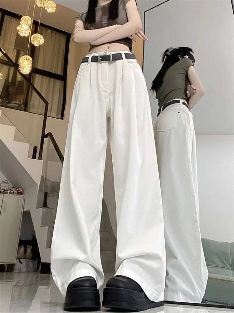 Jeans Donna Solid Loose Style Vintage Full Fashion Spring Summmer Jeans Larghi Pantaloni A Gamba Larga All-Match