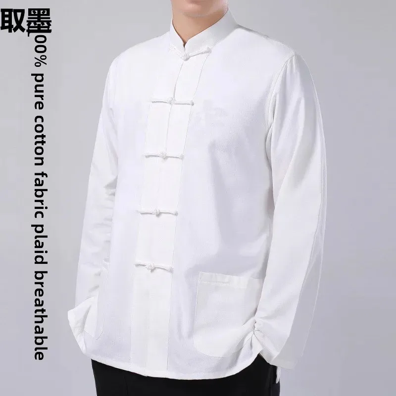 Hanfu Top Long Sleeve Cotton Traditional Chinese Men's Clothing Middle-Aged And Elderly Men's Wardrobe Ancient Style chinese men hanfu top