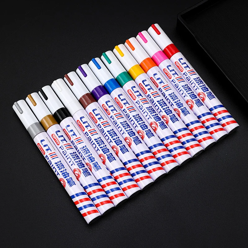 Chrome Mirror Marker Pen 2mm DIY Reflective Paint Pen Permanent Gold SILVER Marker Touch Up Model Painting Marking 12pcs