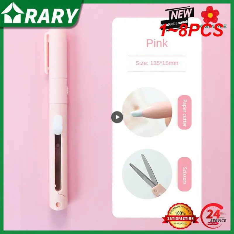

1~8PCS Mini Color Folding Scissor Pen Cutter Portable Size Safe Ceramic Pencutter Utility Knife for Paper Work Diary School